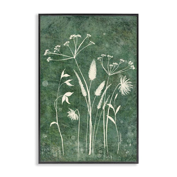 Wildflowers on Rustic Green by Lydia Orange Black Framed Nature Giclee Art Print 18 in. x 12 in.