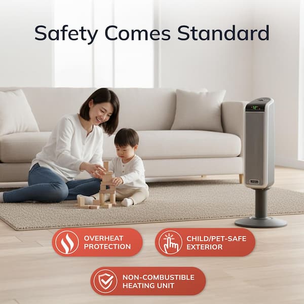 Lasko 1500W 29 Gray Electric Pedestal Ceramic Oscillating