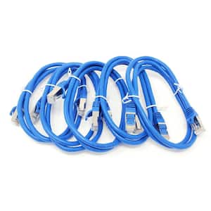 3 ft. CAT 7 SFTP 26AWG Double Shielded RJ45 Snagless Ethernet Cable, Blue (5-Pack)