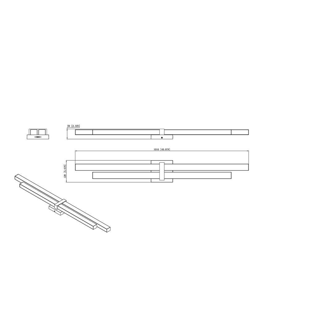 Zane 40" Matte Black LED Vanity Light with Frosted Diffusers