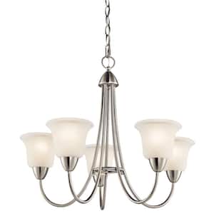 Nicholson 25 in. 5-Light Brushed Nickel Transitional Shaded Empire Chandelier for Dining Room