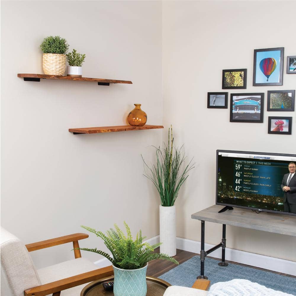 36" Sunset Cedar Live Edge Solid Wood Wall Shelf Set