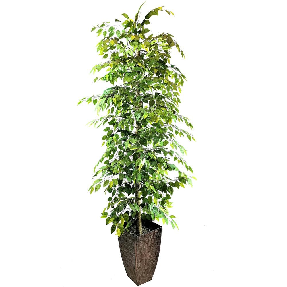 LCG SALES 8 ft. Ficus Tree in Copper Fluted Planter 23TFP08C The
