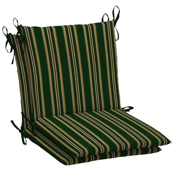 Arden Hunter Green Stripe Mid Back Outdoor Chair Cushion (2-Pack)-DISCONTINUED