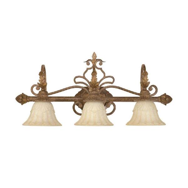 Filament Design 3-Light Gilded Umber Vanity with Rust Scavo Glass-DISCONTINUED