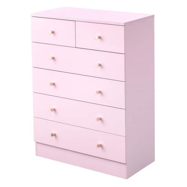 Pink 6-Drawer 25. 98 in. Wide Chest of Drawers