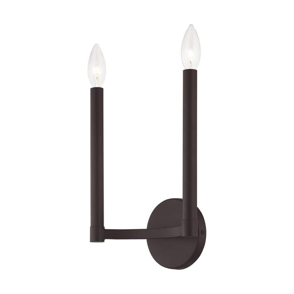 Bronze Double Candle 2-Light Wall Sconce