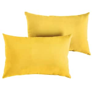 Sunbrella Sunflower Yellow Rectangular Outdoor Knife Edge Lumbar Pillows (2-Pack)