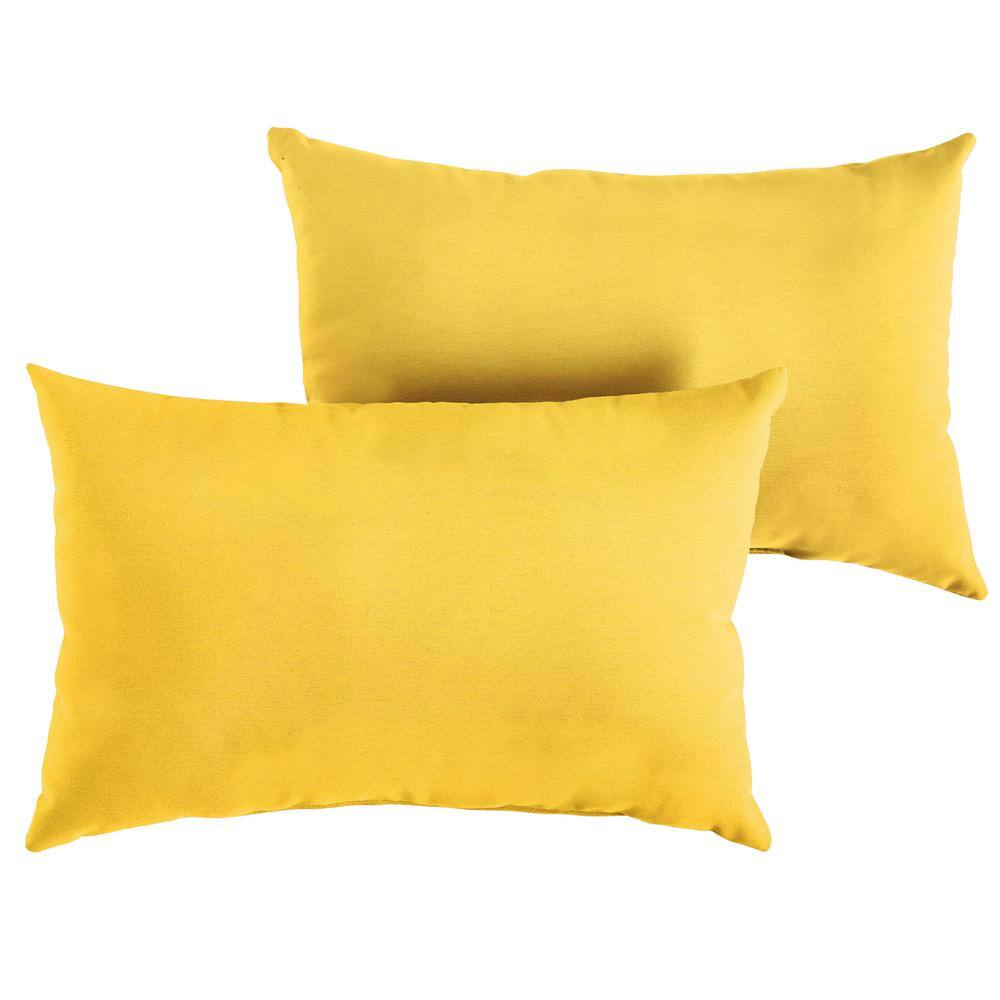 Sunbrella Sunflower Yellow Rectangular Outdoor Knife Edge Lumbar Pillows (2