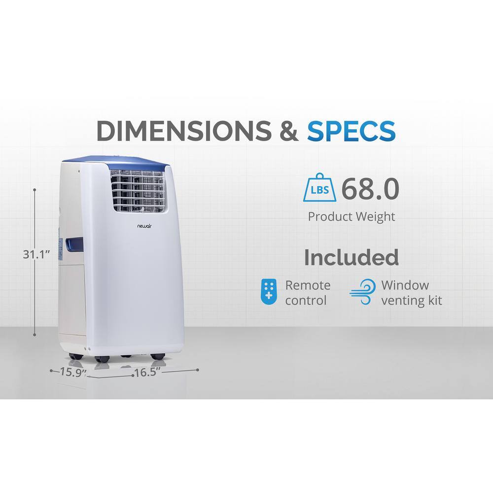 Newair 14,000 BTU White and Blue Gray Portable Air Conditioner and Heater