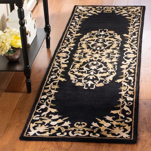 Heritage Black 2 ft. x 10 ft. Border Runner Rug