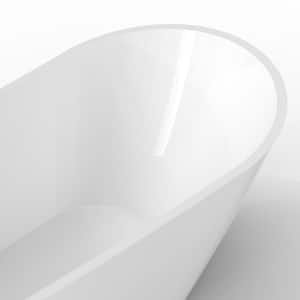 66.93 in. Acrylic Flatbottom Freestanding Sliper Bathtub in White with Overflow and Drain Included