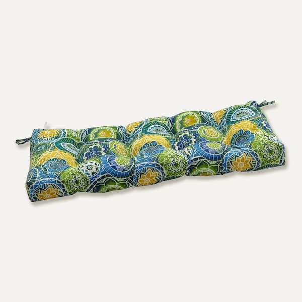 Pillow Perfect Other Rectangular Outdoor Bench Cushion in Blue