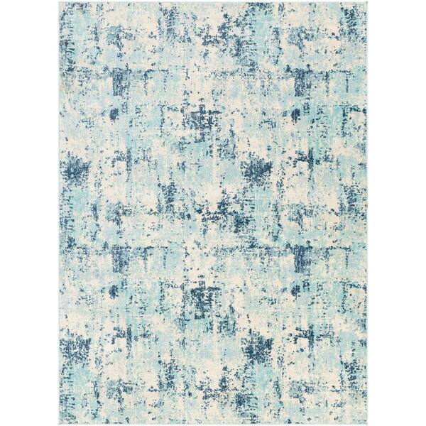 Livabliss Panikos Aqua 6 ft. 11 in. x 9 ft. Abstract Indoor/Outdoor Patio Area Rug