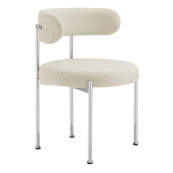 Albie Fabric Dining Chairs Set of 2 in Beige Silver