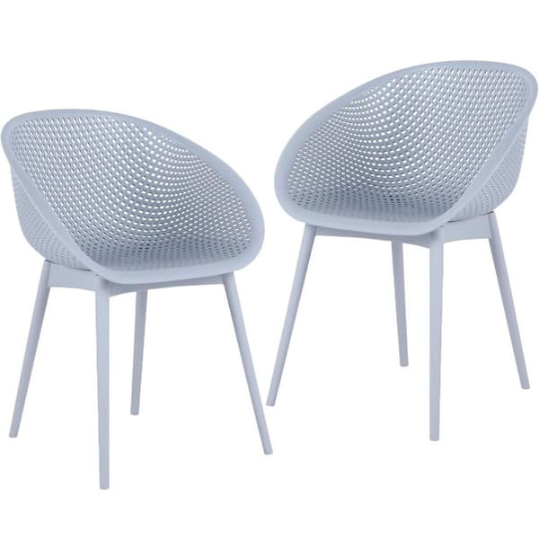 2-Pack Premium Polypropylene Outdoor Dining Chairs, All-Weather Chairs for Poolside, Garden & Indoor, Light Blue