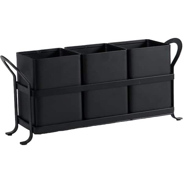 Adrinfly Kitchen Countertop Utensil Silverware Caddy Organizer Bin Holder for Utensils Flatware in Black