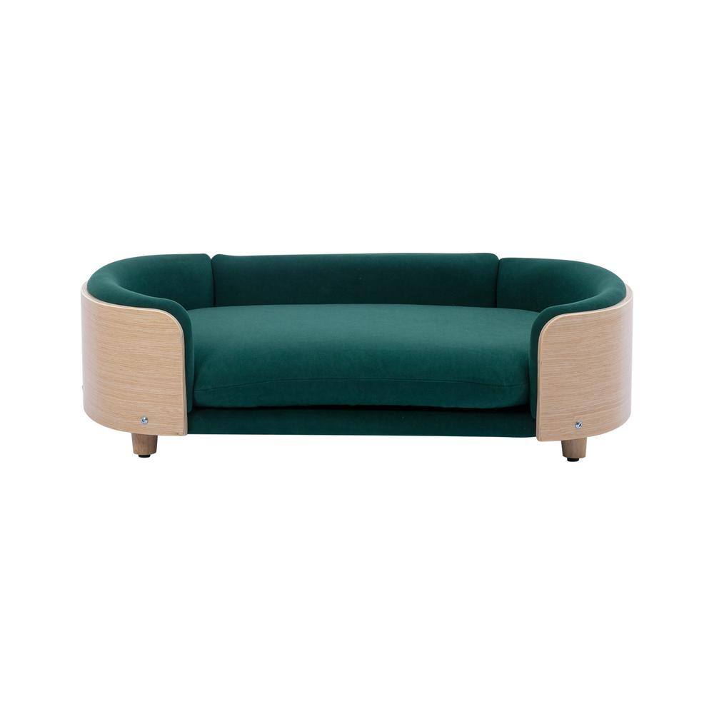 Large Green Dog Bed with Velvet Cushion HW79460560 The Home Depot