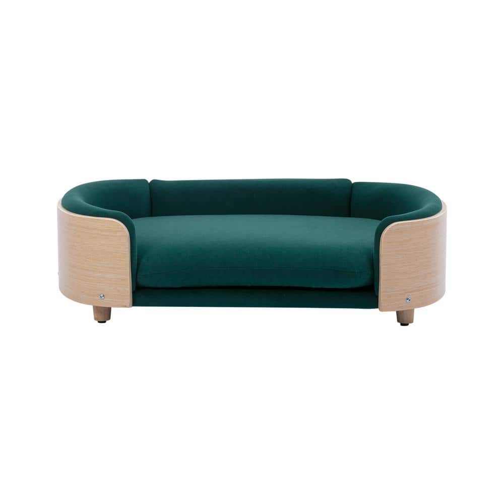 Large Green Dog Bed with Velvet Cushion HW79460560 The Home Depot