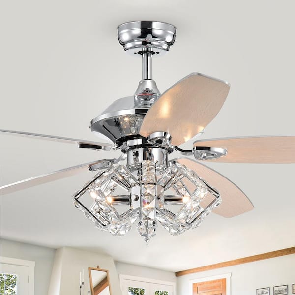 Magee 52 in. Indoor Chrome Finish Remote Controlled Ceiling Fan with Light  Kit