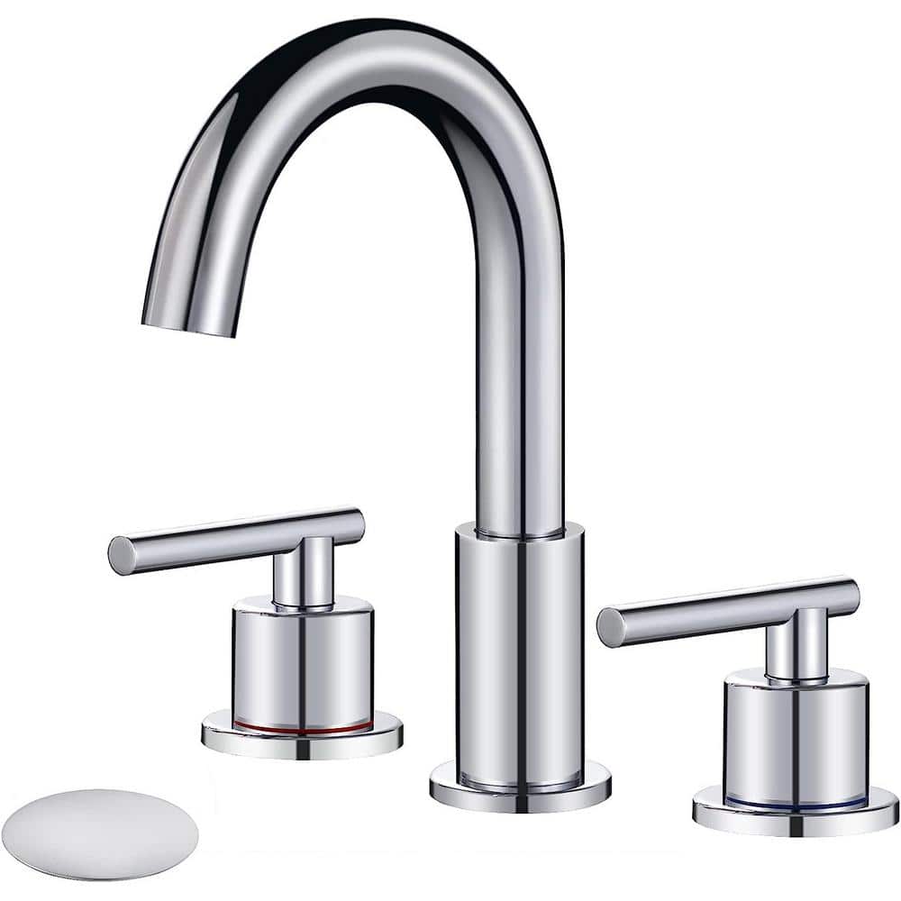 AKLFGN 8 in. Widespread 2Handle High Arc Bathroom Faucet with Drain