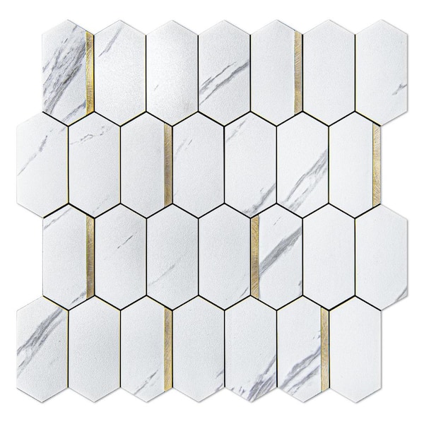 null White Marble 12 in. x 12.5 in. PVC Peel and Stick Tile, Stick on Backsplash for Kitchen, Bathroom 9.5 sq. ft./Box