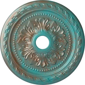 1-5/8 in. x 23-5/8 in. x 23-5/8 in. Polyurethane Palmetto Ceiling Medallion, Copper Green Patina