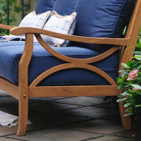 Cambridge Casual Abbington Teak Wood Outdoor Sofa Day Bed with Navy Cushion  150959-TW-XX-NV-XX - The Home Depot