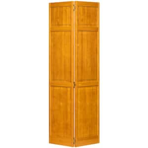 24 in. x 80 in. Traditional 6-Panel Golden Oak Solid Core Wood Bi-Fold Door