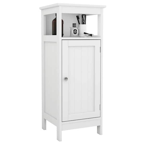 Miscool Ami 12.6 in. W x 12 in. D x 31.5 in. H White MDF Freestanding Bathroom Linen Cabinet With Doors