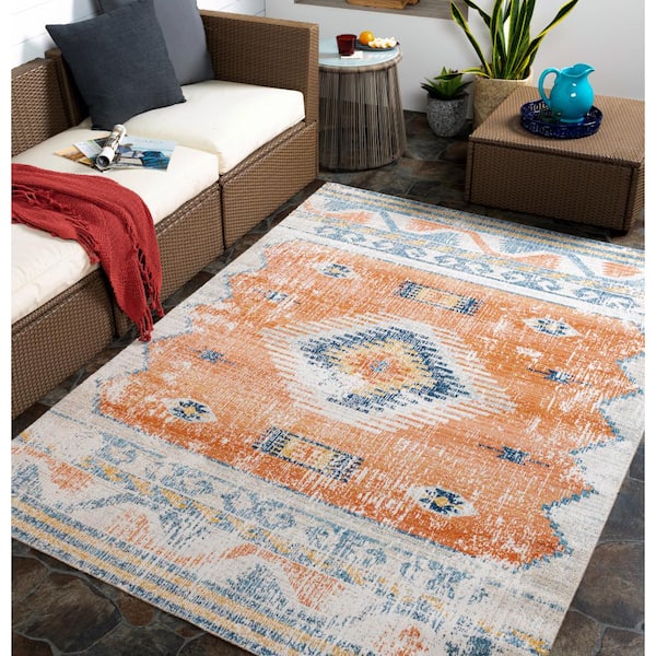 Dewitt Burnt Orange 7 ft. x 9 ft. Indoor/Outdoor Area Rug