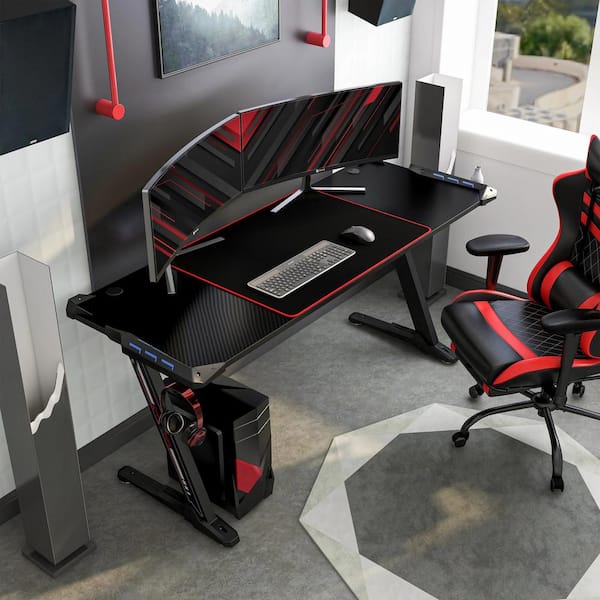 Finklea 67.52 in. Rectangular Black Steel Computer Desk