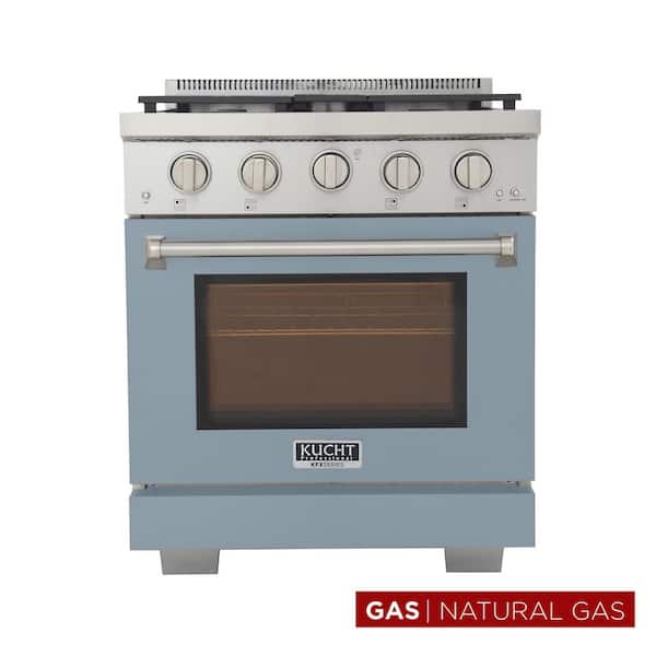 30 in. 4.2 cu. ft. 4-Burners Freestanding Natural Gas Range and Convection Oven in Light Blue with True Simmer Burners