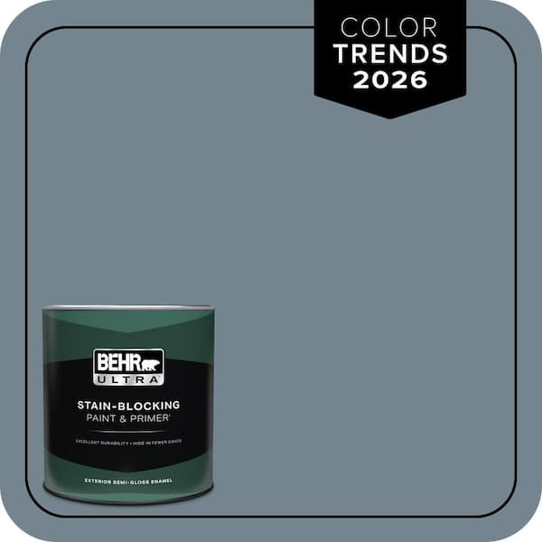 BEHR ULTRA 1 qt. #N480-5 Adirondack Blue Semi-Gloss Enamel Exterior Paint & Primer