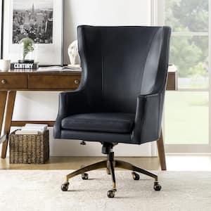 JAYDEN CREATION Micaela Navy Swivel Executive Chair with Nailhead