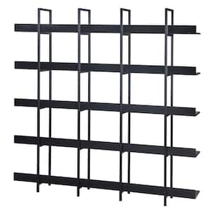 70.87 in. H Black Vintage Industrial Style 5-Shelf Bookcase with Metal Frame and MDF Board