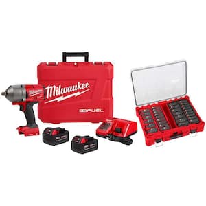 M18 FUEL ONE-KEY 18V Li-Ion Brushless Cordless 1/2 in. HiTorque Impact Wrench PD Kit w/PO SAE Metric Socket Set (31-PC)