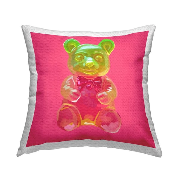 Stupell Industries Pink Candy Bear Outdoor Printed Throw Pillow by Amelia Noyes