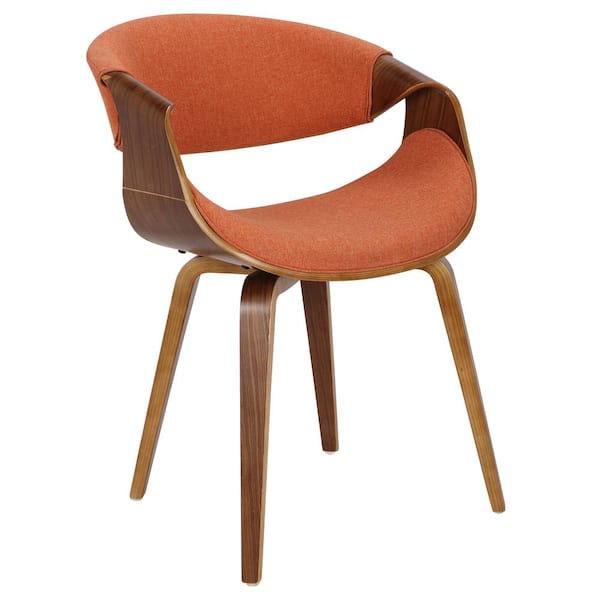 Lumisource Curvo Bent Wood Walnut and Orange Dining/Accent Chair