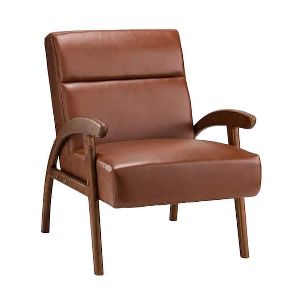 JAYDEN CREATION Eileithyia Brown ArmChair with Solid Wood Legs
