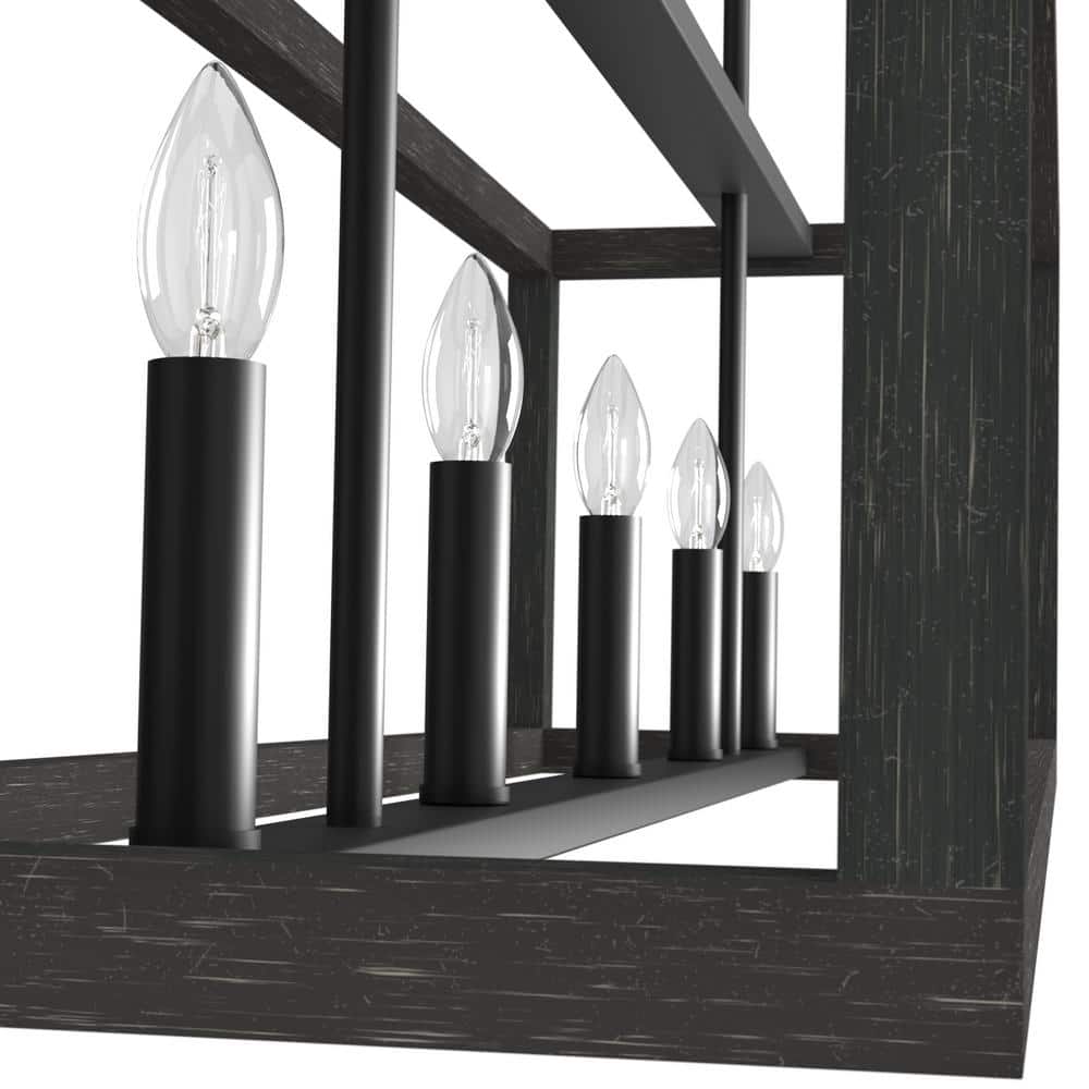 Matte Black 40" Linear Chandelier with Candle Bulbs