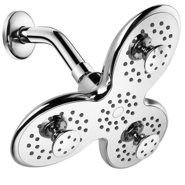 Aquaspa 3 Spray 9 5 In Triple Wall Mount Fixed Adjustable Shower Head In Chrome 1140 The Home Depot Aquaspa 3 Spray 9 5 In Triple Wall Mount Fixed Adjustable Shower Head In Chrome 1140 The Home Depot