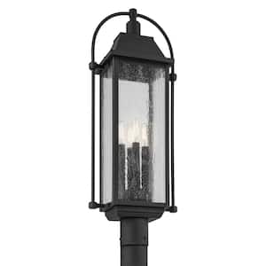 Harbor Row 4-Light Textured Black Aluminum Hardwired Waterproof Outdoor Post Light with No Bulbs Included (1-Pack)