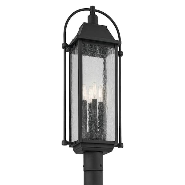 KICHLER Harbor Row 4-Light Textured Black Aluminum Hardwired Waterproof Outdoor Post Light with No Bulbs Included (1-Pack)