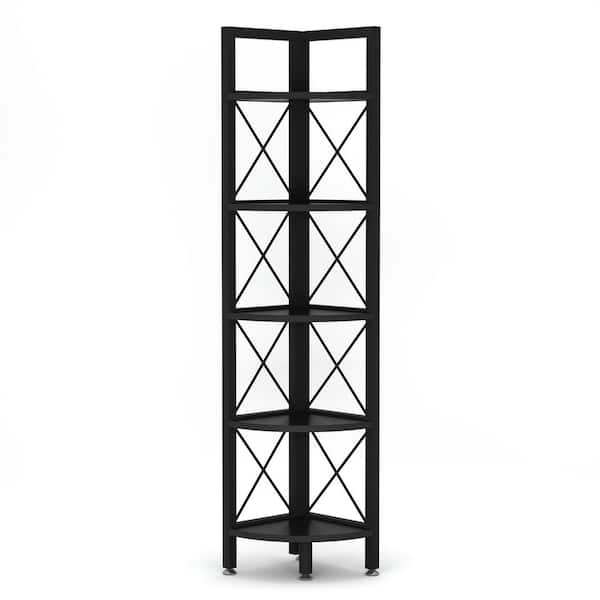 TribeSigns Tribesigns White Corner Shelf, 5 Tier Wood Wall Corner Bookshelf  with Anti-Slip Pad