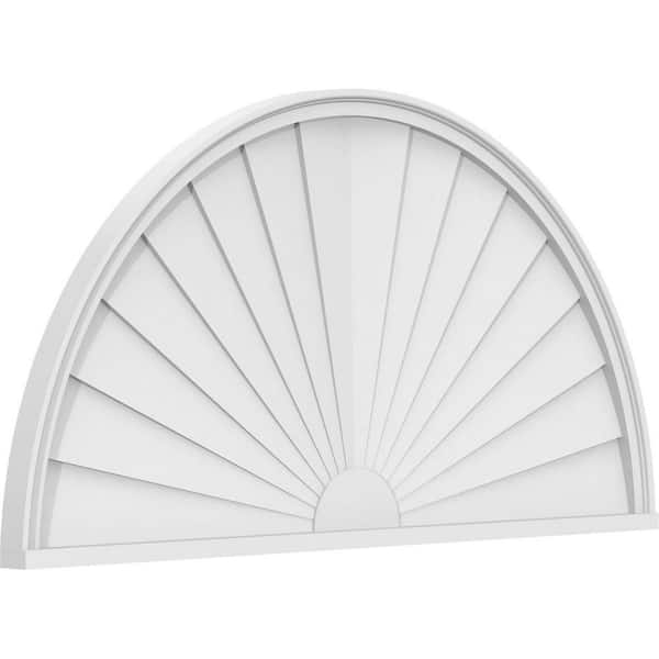 Ekena Millwork 52-in. W x 26-in. H x 2-in. P Half Round Sunburst Signature Urethane Pediment, Primed Tan