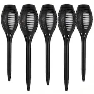 Solar Lights Outdoor with Flickering Flame, Waterproof Outdoor Solar Garden Lights for Patio, Pathway and Yard Decor