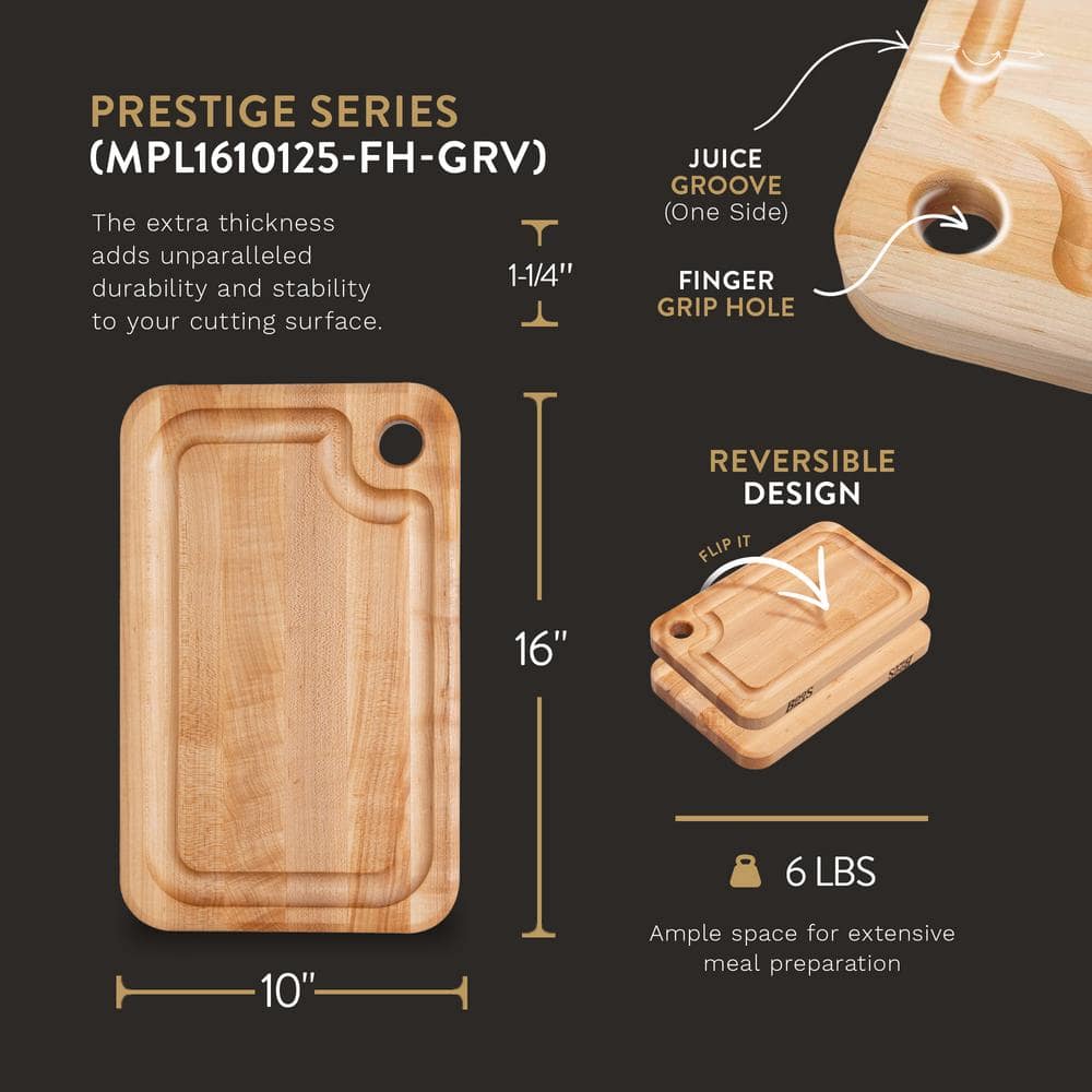 John Boos Reversible Maple Wood Cutting Board with Juice Groove