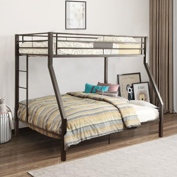 Metal Twin-Full Bunk Bed, Gold