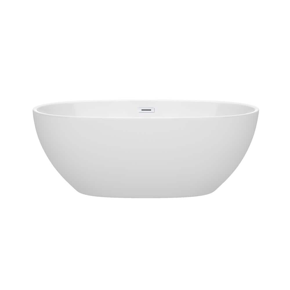 Juno 63'' Shiny White Acrylic Clawfoot Freestanding Bathtub